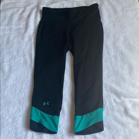 Under Armour Pants - Under  Armour Women’s Black and Teal Atgletic Capris